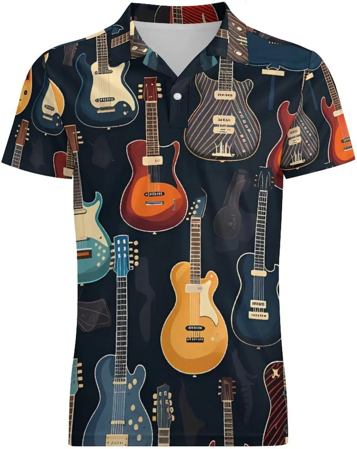 Guitars Men's Polo Shirt Short Sleeve Casual Athletic Quick Dry Golf T-Shirts