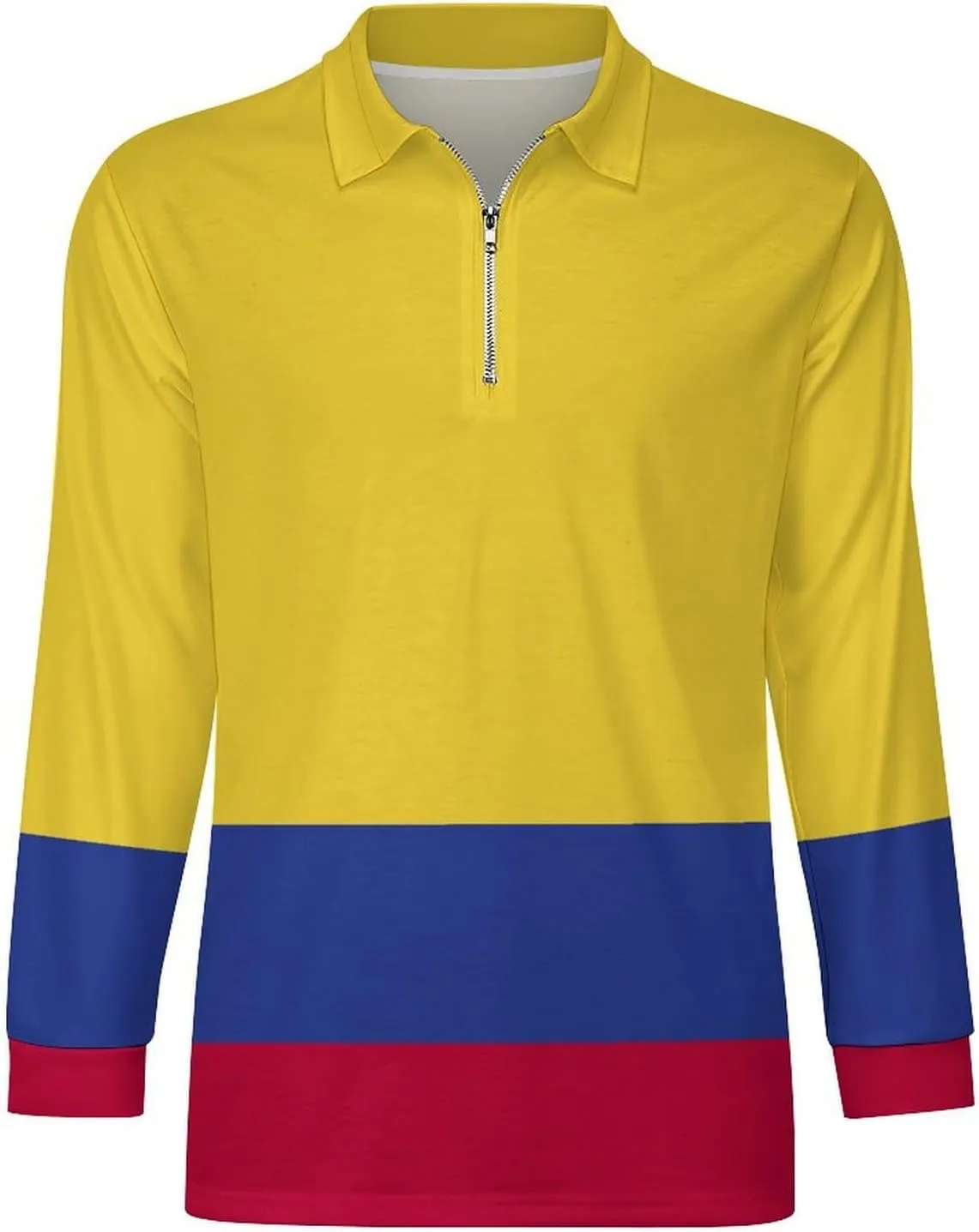 Guyana Flag Men's Polo- Shirts Long Sleeve Golf Shirts for Men Quick Dry Polos Novel Lapel Neck Shirts