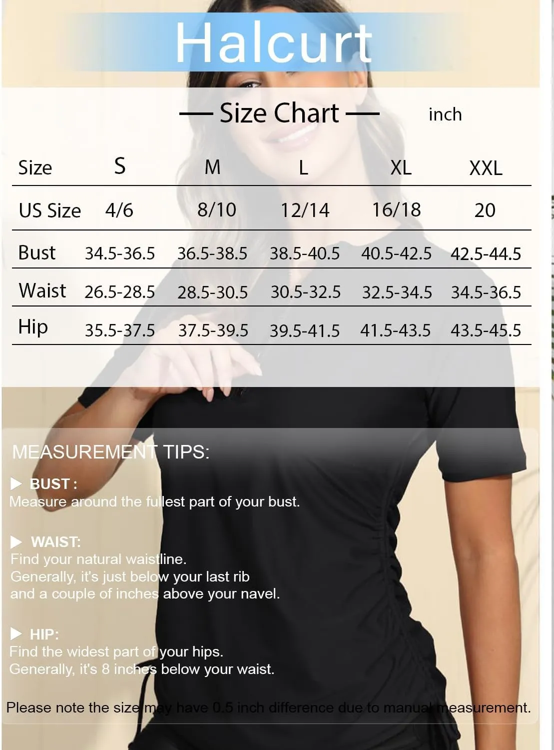 Halcurt Women's Half Zip Short Sleeve Rash Guard Swimsuit Top Ruched Swim Shirt UPF50  Quick Dry Bathing Suit