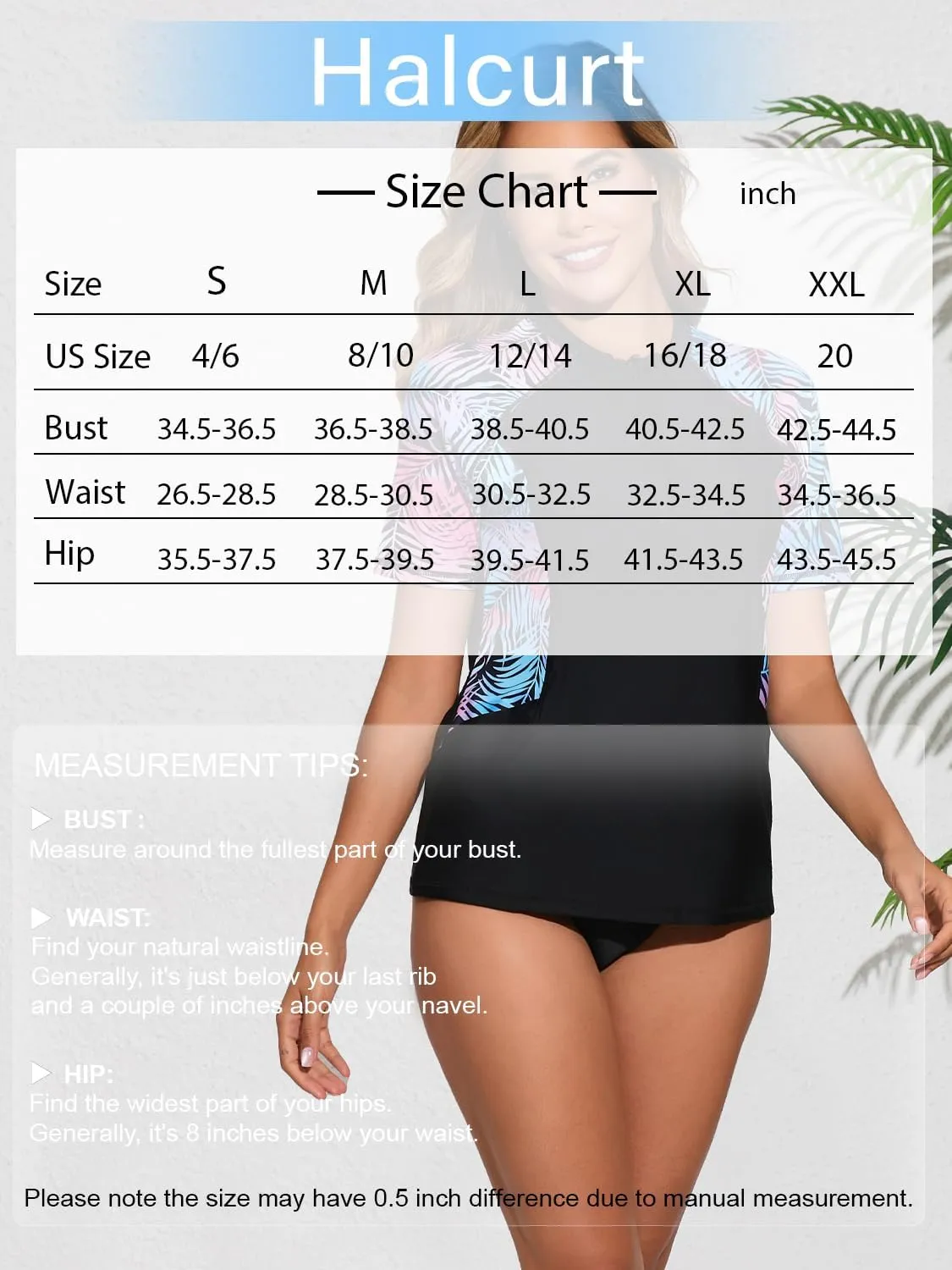 Halcurt Women's Half Zip Short Sleeve Rash Guard Top with Bra Side Pockets Swim Shirts UPF50  Swimsuit