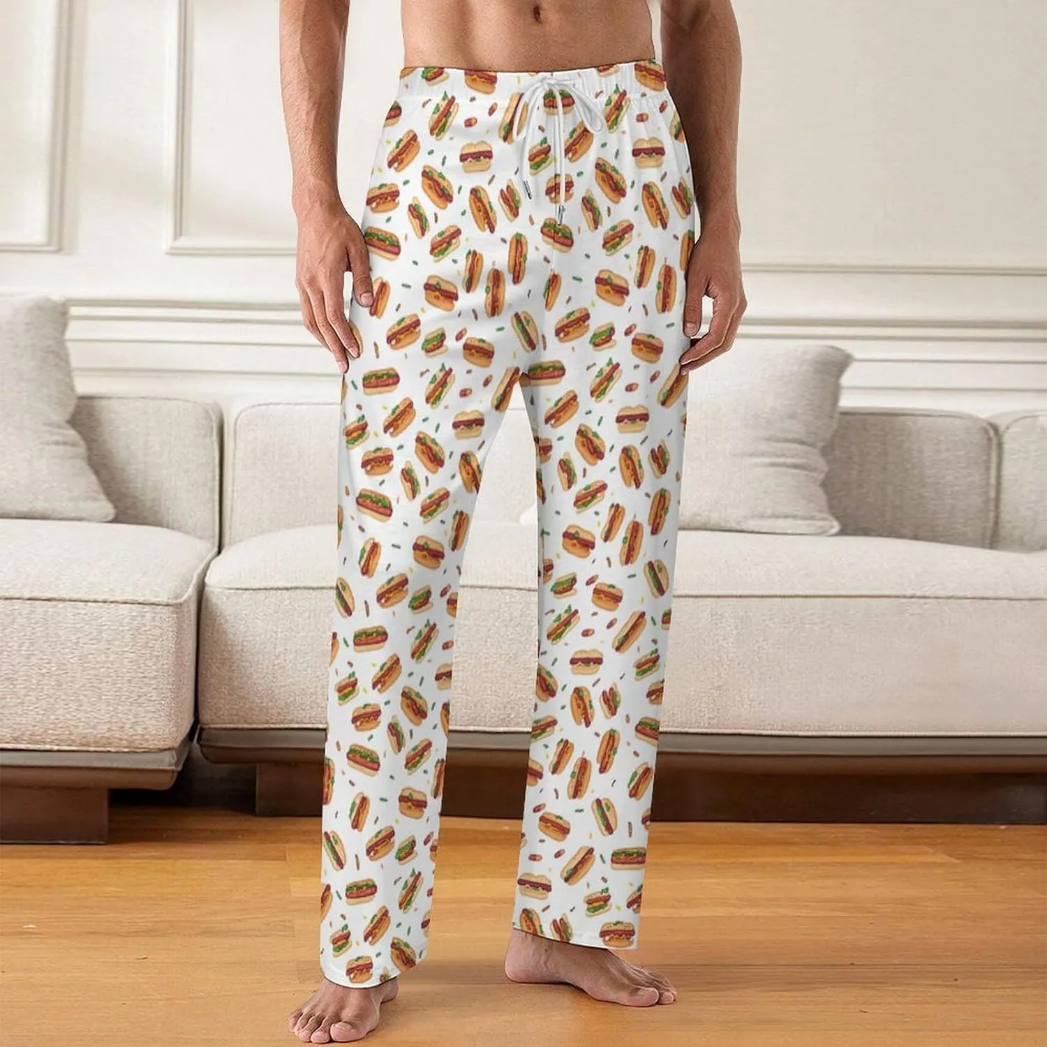 Hamburgers Hot Dogs Men's Pajama Pants Lounge Pants PJ Sleep Bottoms