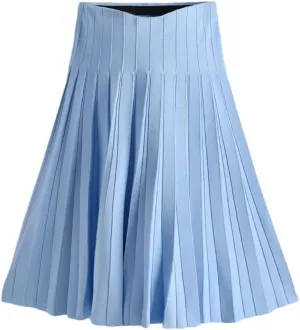 Hgvcfcv Women Knitted Pleated Skirts Autumn Winter Knitted Girl Clothes Midi High Waist One-Pieces Elastic Female