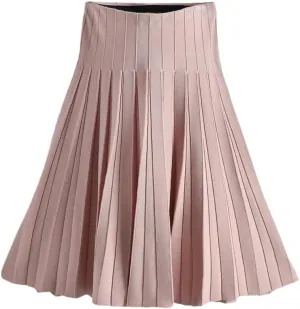 Hgvcfcv Women Knitted Pleated Skirts Autumn Winter Knitted Girl Clothes Midi High Waist One-Pieces Elastic Female