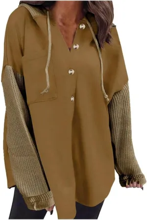 Hoodies for Women Oversized Sweatshirts for Women Loose Fit Casual Long Sleeve Button Hooded Sweatshirt Hoodie with Pocket