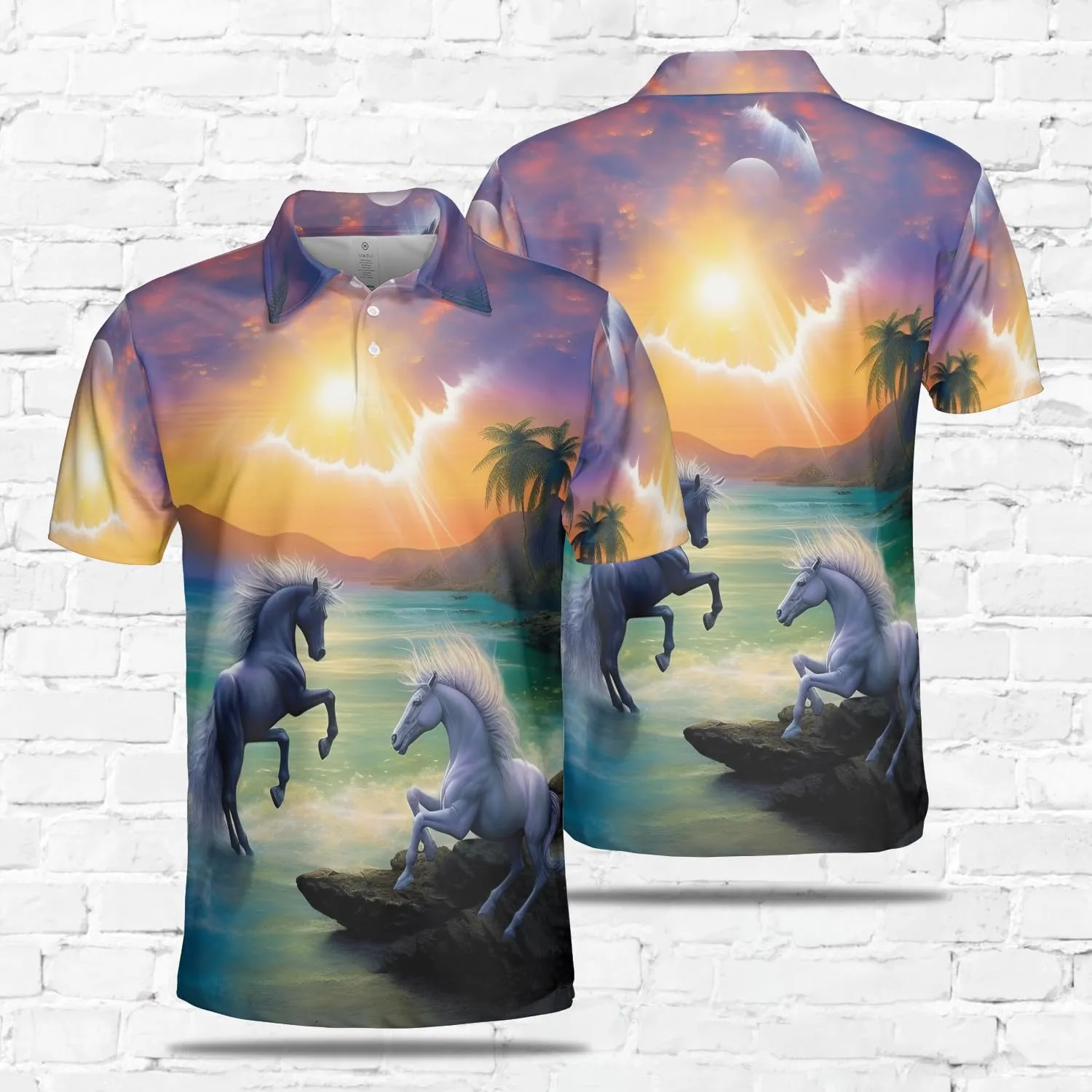 Horse Lovers Polo Shirts for Men - Love Horse Mens Quick Dry Short Sleeve Polo Shirts Series 23