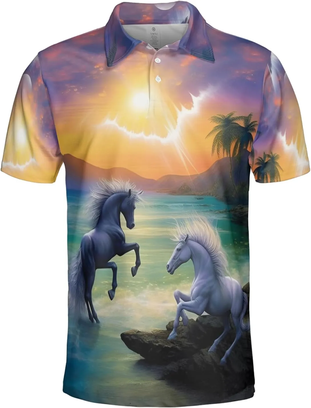 Horse Lovers Polo Shirts for Men - Love Horse Mens Quick Dry Short Sleeve Polo Shirts Series 23