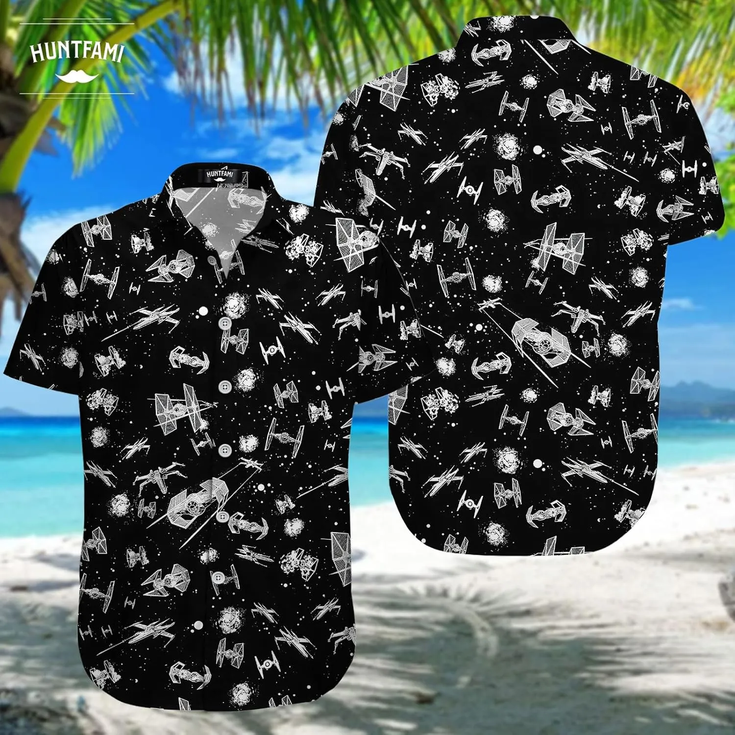 HUNTFAMI Men's Short Sleeve Shirts Button Down Casual Summer Shirts Hawaiian Shirt for Men
