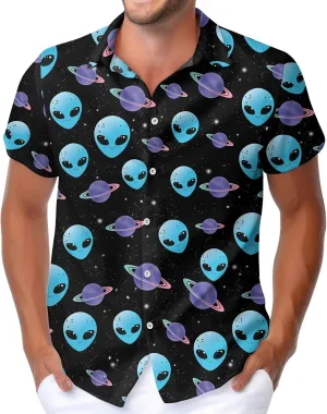 HUNTFAMI Men's Short Sleeve Shirts Button Down Casual Summer Shirts Hawaiian Shirt for Men