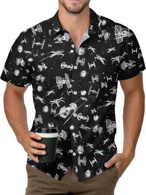 HUNTFAMI Men's Short Sleeve Shirts Button Down Casual Summer Shirts Hawaiian Shirt for Men