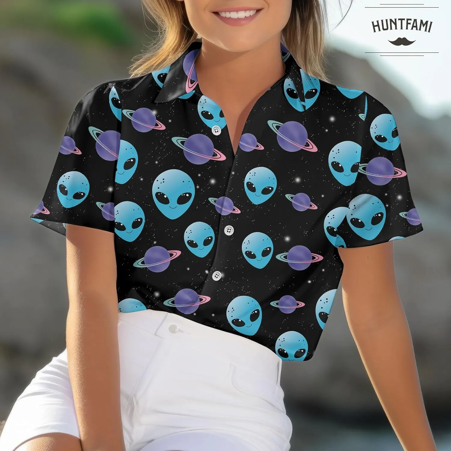 HUNTFAMI Men's Short Sleeve Shirts Button Down Casual Summer Shirts Hawaiian Shirt for Men