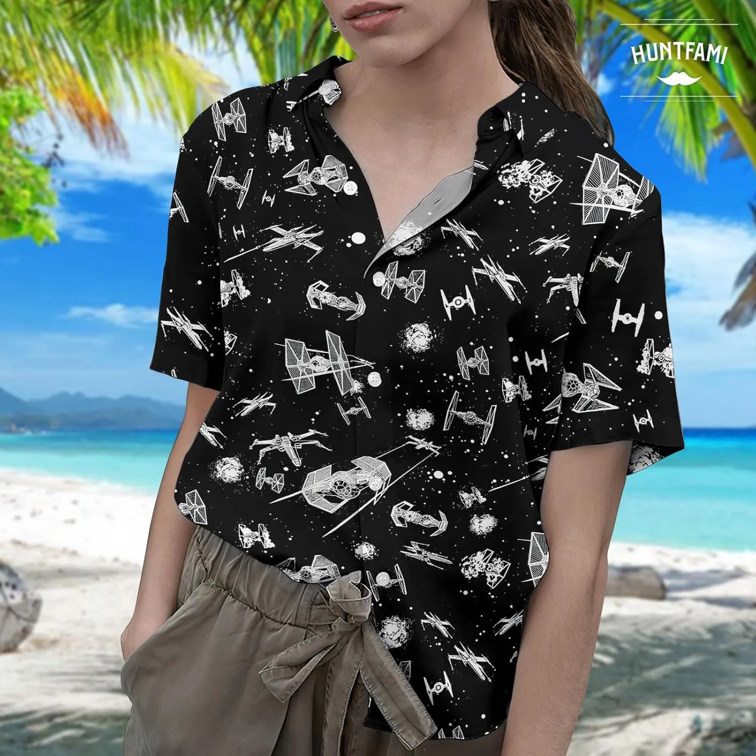 HUNTFAMI Men's Short Sleeve Shirts Button Down Casual Summer Shirts Hawaiian Shirt for Men