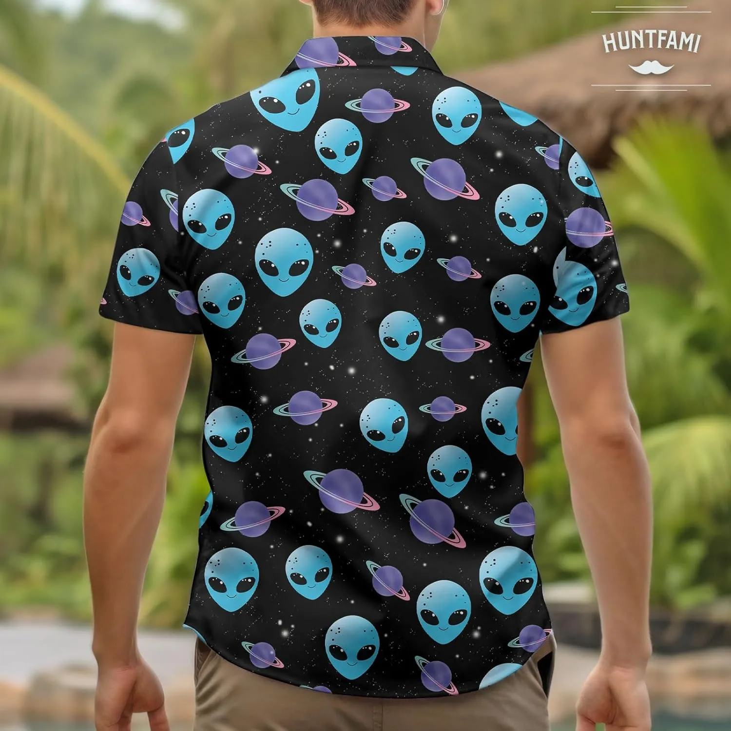 HUNTFAMI Men's Short Sleeve Shirts Button Down Casual Summer Shirts Hawaiian Shirt for Men