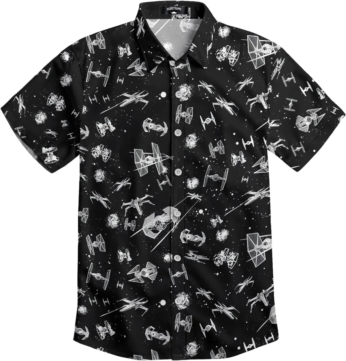 HUNTFAMI Men's Short Sleeve Shirts Button Down Casual Summer Shirts Hawaiian Shirt for Men