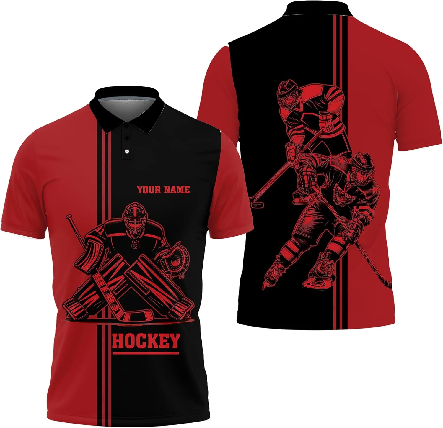Ice Hockey Polo Golf Shirts for Men Women - Hockey Player Mens Polo Shirts Short Sleeve Mens Polo Shirts Dry Fit Serie 69