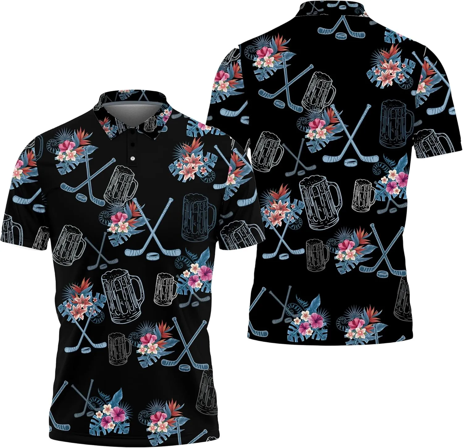 Ice Hockey Polo Golf Shirts for Men Women - Hockey Player Mens Polo Shirts Short Sleeve Mens Polo Shirts Dry Fit Serie 69