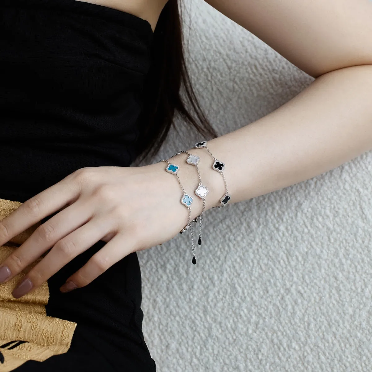 Iced Flora White Clover Bracelet