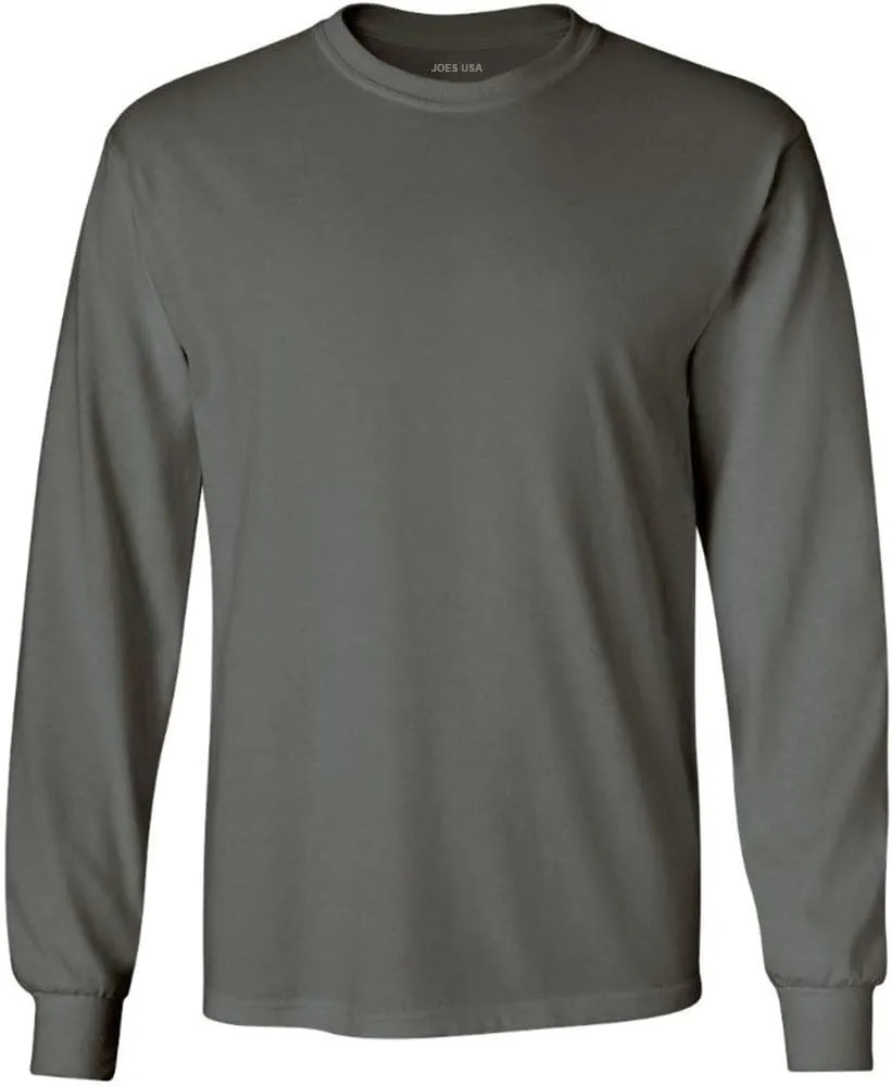 Joe's USA Men's Long Sleeve Heavyweight Cotton T-Shirts in Regular, Big & Tall