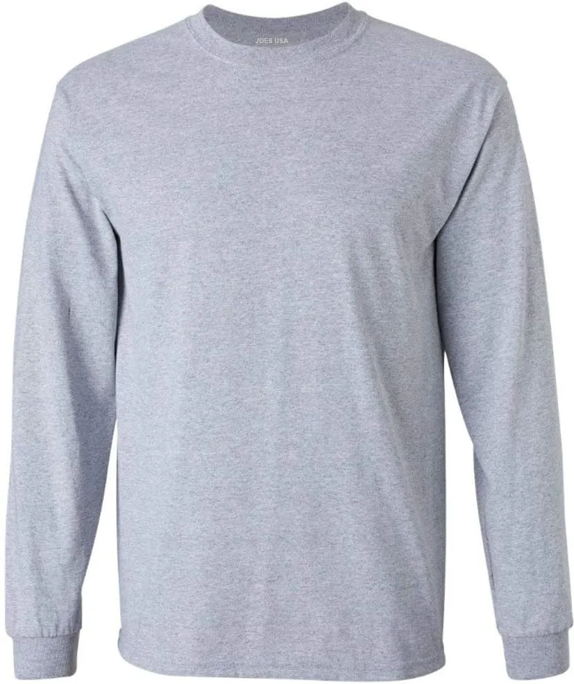 Joe's USA Men's Long Sleeve Heavyweight Cotton T-Shirts in Regular, Big & Tall