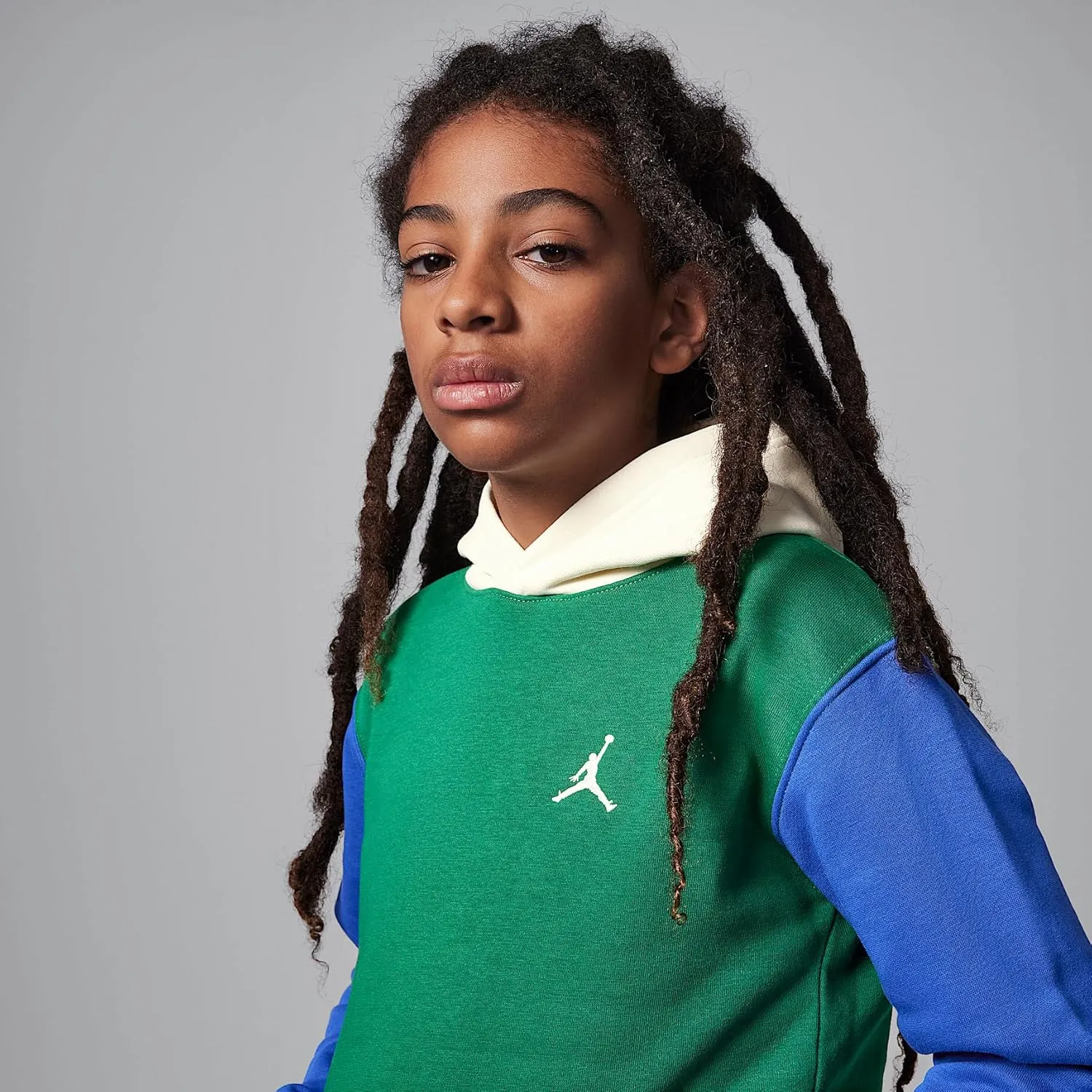 Jordan Big Kids' Brooklyn Fleece Pullover Hoodie (95D232-E1P, Pine Green)