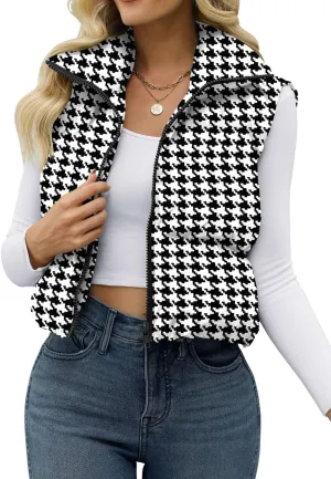 JZC Women's Crop Puffer Vest Lightweight Sleeveless Jacket 2024 Fashion Winter Outerwear Padded Gilet