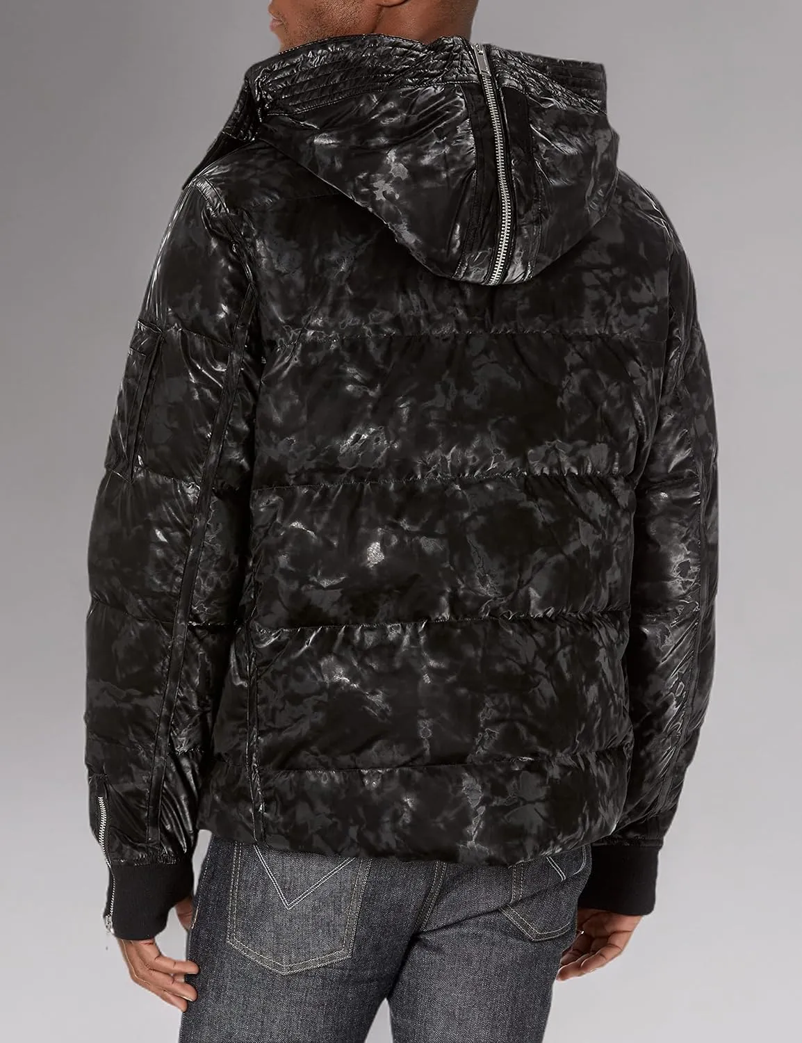 Karl Lagerfeld Paris Men's Smoke Print Fleece Lined Puffer Jacket