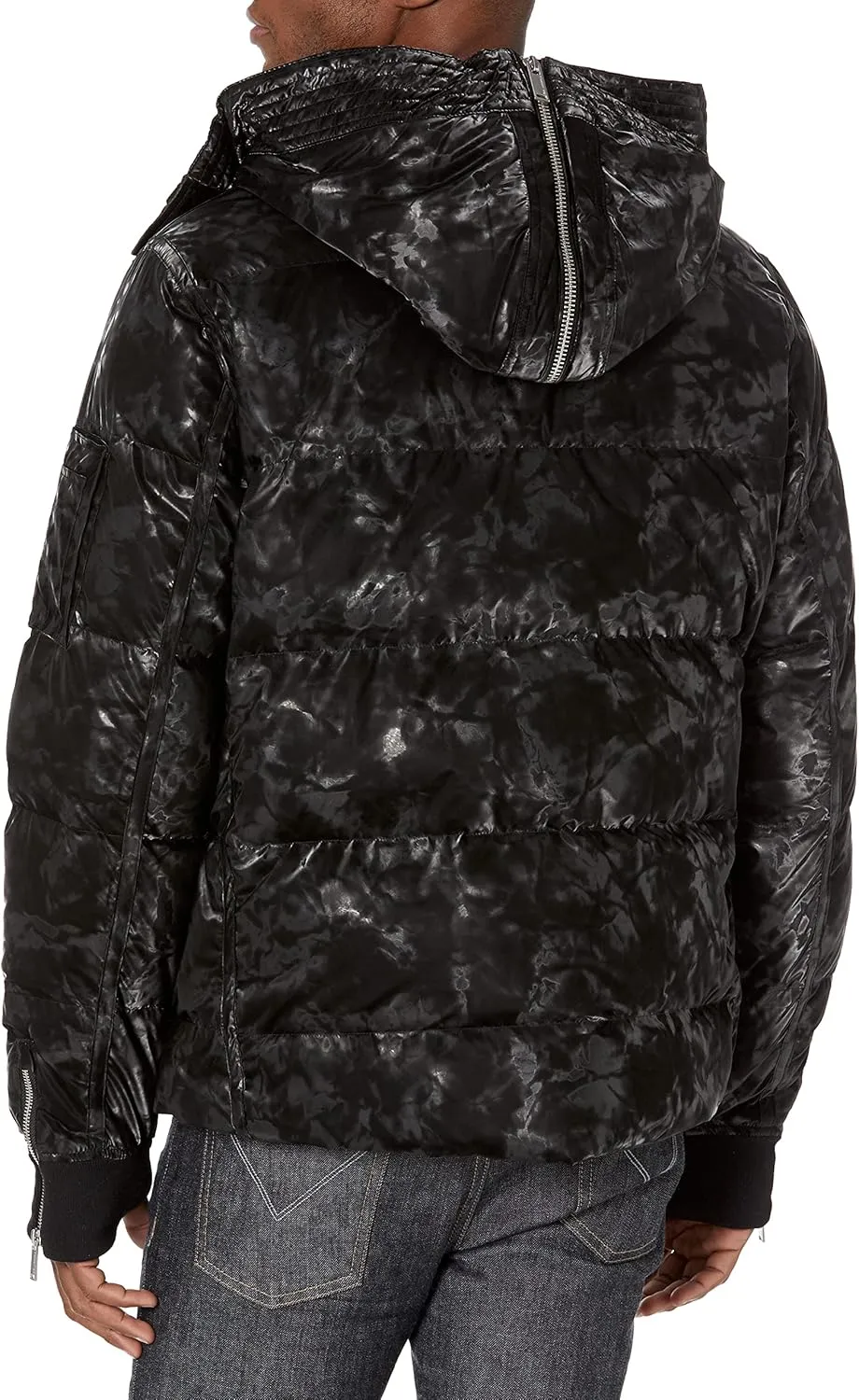 Karl Lagerfeld Paris Men's Smoke Print Fleece Lined Puffer Jacket