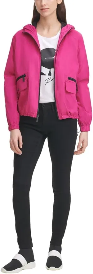 Karl Lagerfeld Paris Women's Lightweight Softshell Jacket, BRGT Pink, Large