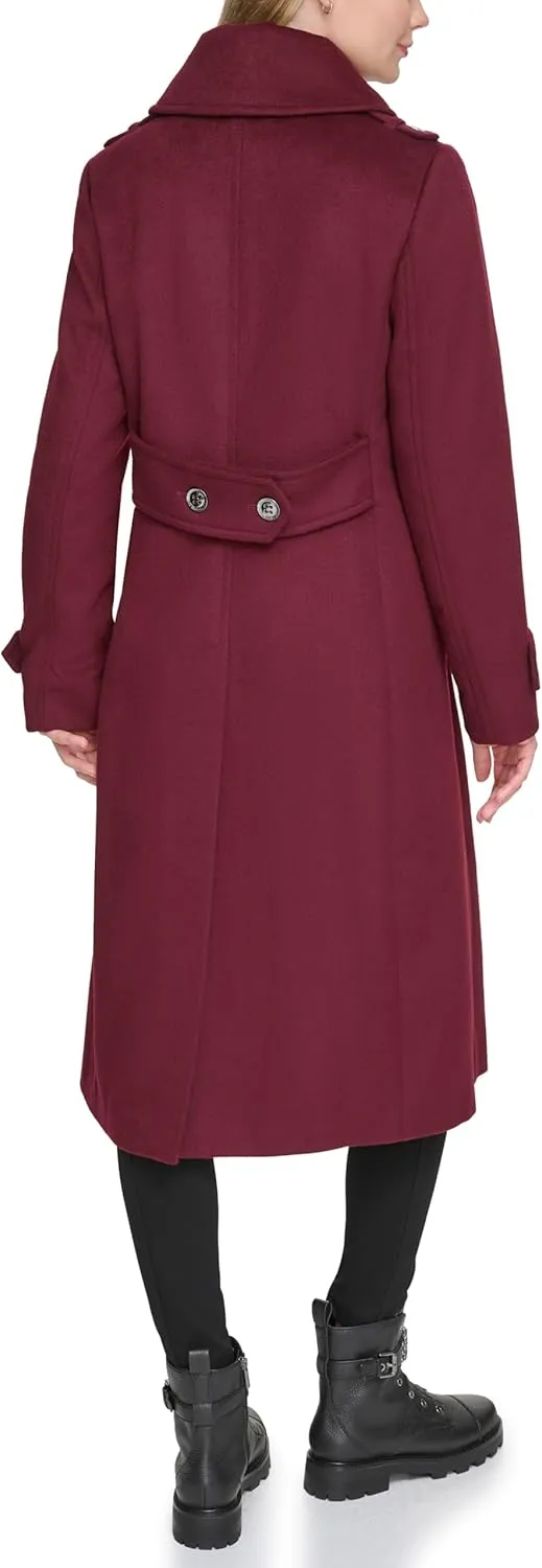 Karl Lagerfeld Paris Women's Luxe Twill Classic Maxi Peacoat