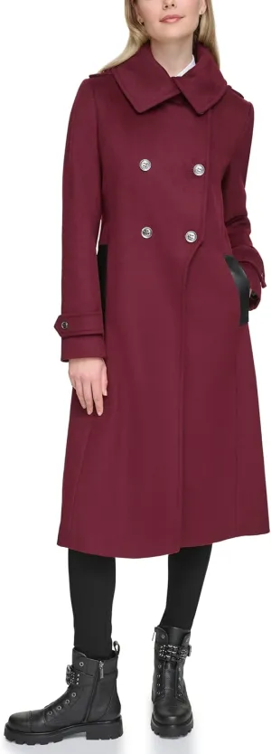 Karl Lagerfeld Paris Women's Luxe Twill Classic Maxi Peacoat