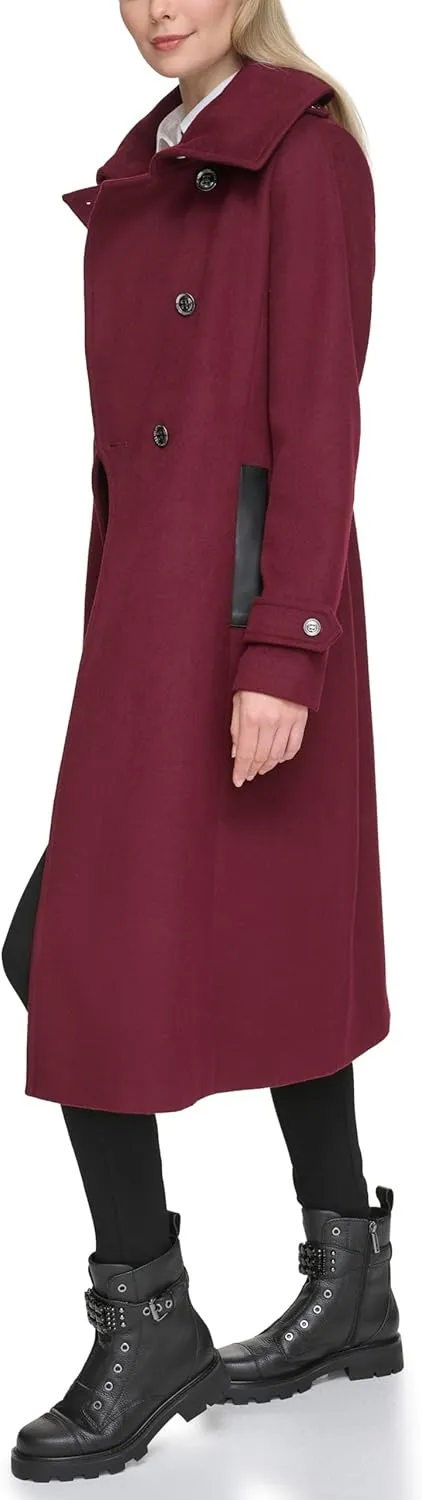 Karl Lagerfeld Paris Women's Luxe Twill Classic Maxi Peacoat
