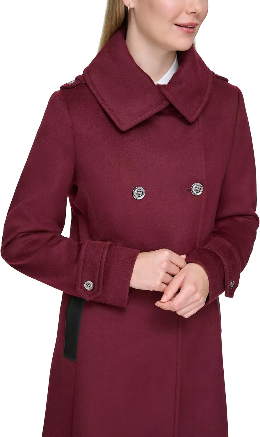 Karl Lagerfeld Paris Women's Luxe Twill Classic Maxi Peacoat