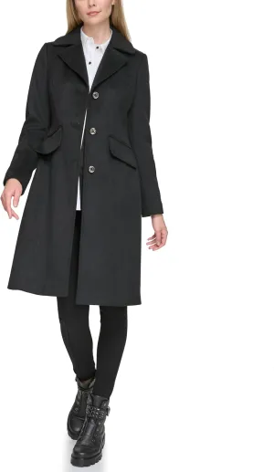 KARL LAGERFELD Women's Luxe Twill Classic Stitch Coat
