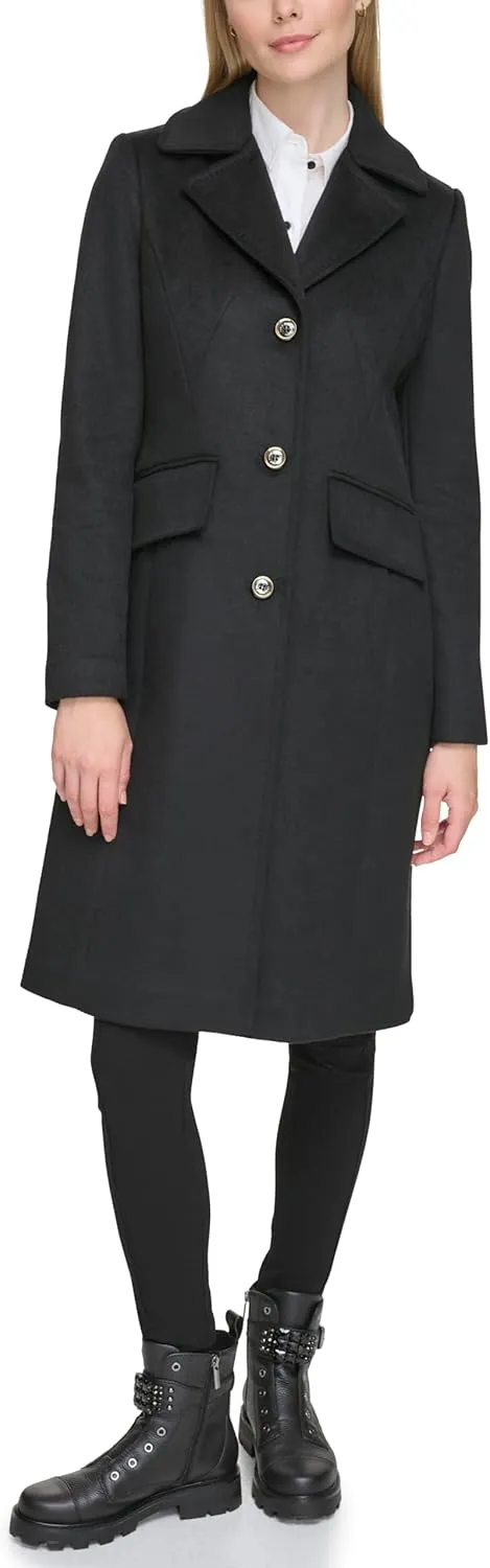 KARL LAGERFELD Women's Luxe Twill Classic Stitch Coat