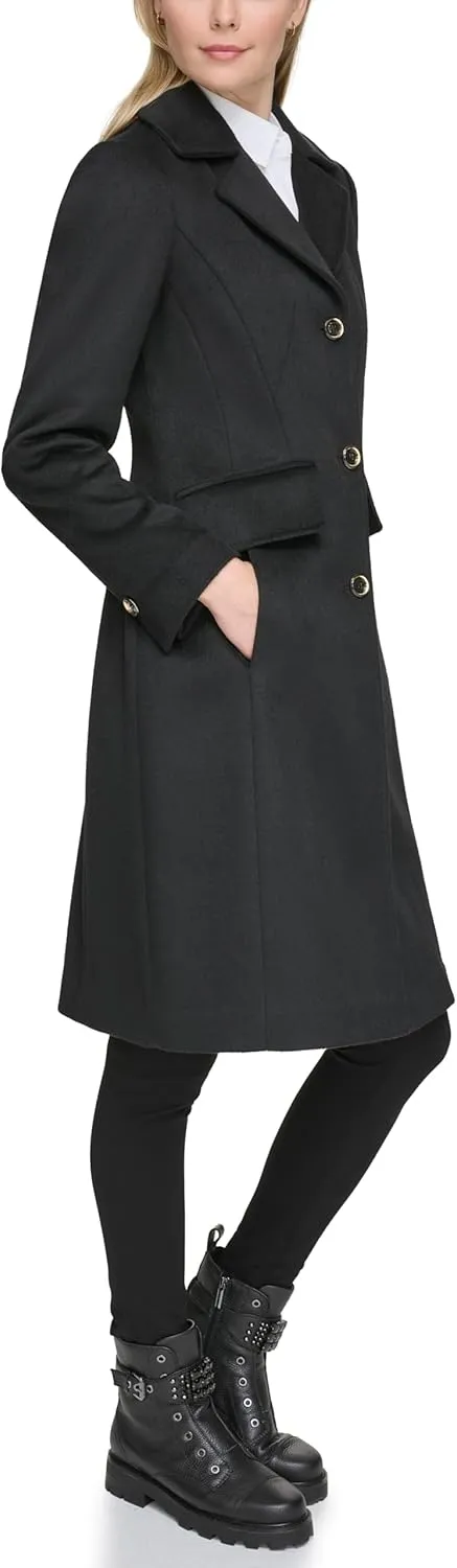 KARL LAGERFELD Women's Luxe Twill Classic Stitch Coat