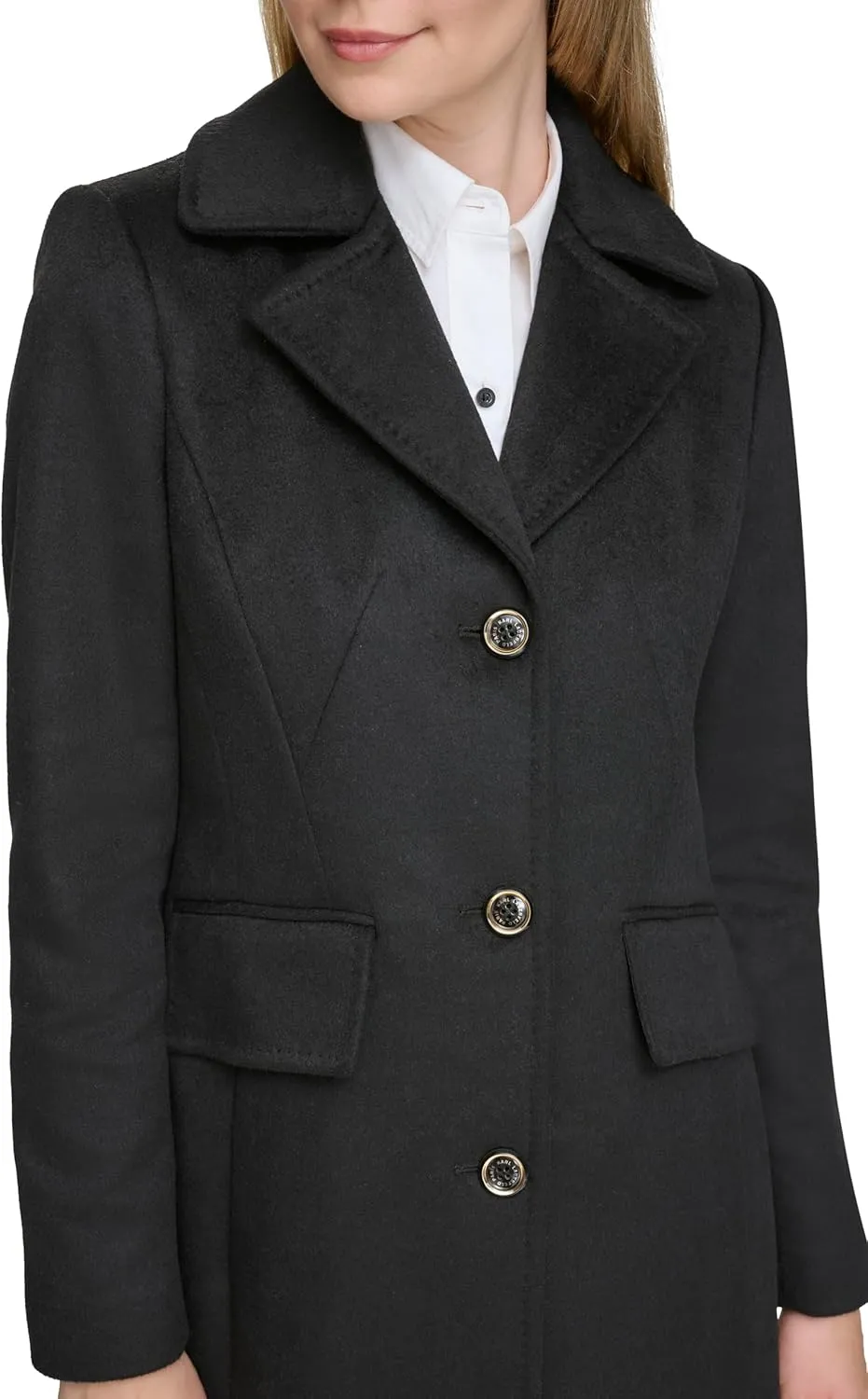 KARL LAGERFELD Women's Luxe Twill Classic Stitch Coat