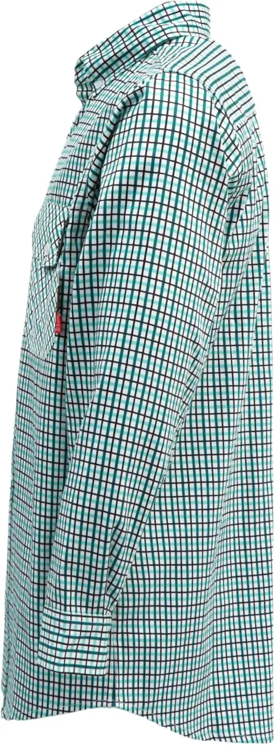 KONRECO FR Shirts for Men 100% Cotton 6.5oz Fire Resistant Lightweight Men's Plaid Work Shirts