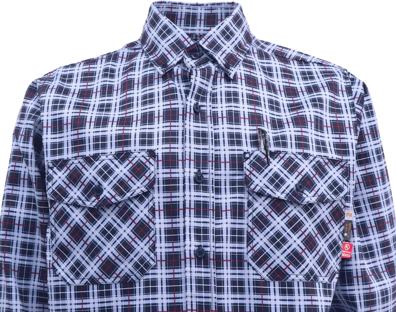 KONRECO FR Shirts for Men 100% Cotton 6.5oz Fire Resistant Lightweight Men's Plaid Work Shirts
