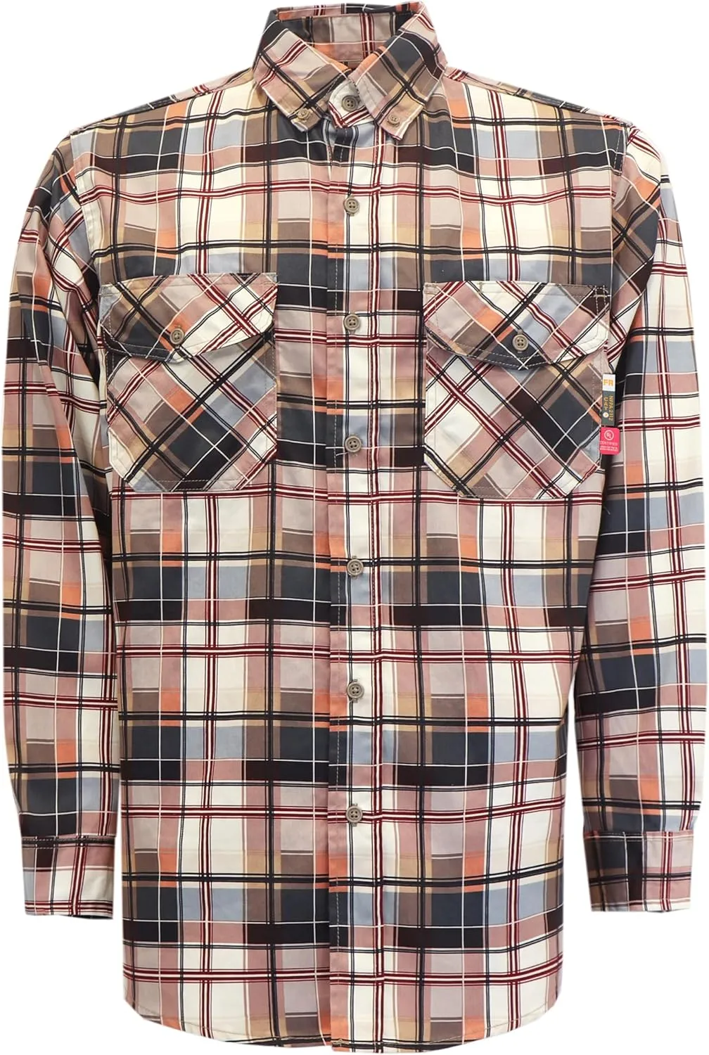 KONRECO FR Shirts for Men 100% Cotton 6.5oz Fire Resistant Lightweight Men's Plaid Work Shirts