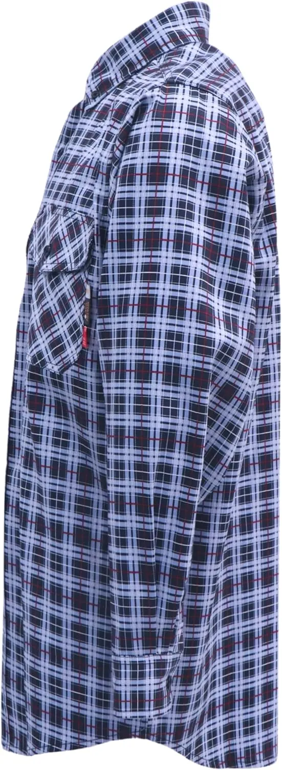 KONRECO FR Shirts for Men 100% Cotton 6.5oz Fire Resistant Lightweight Men's Plaid Work Shirts