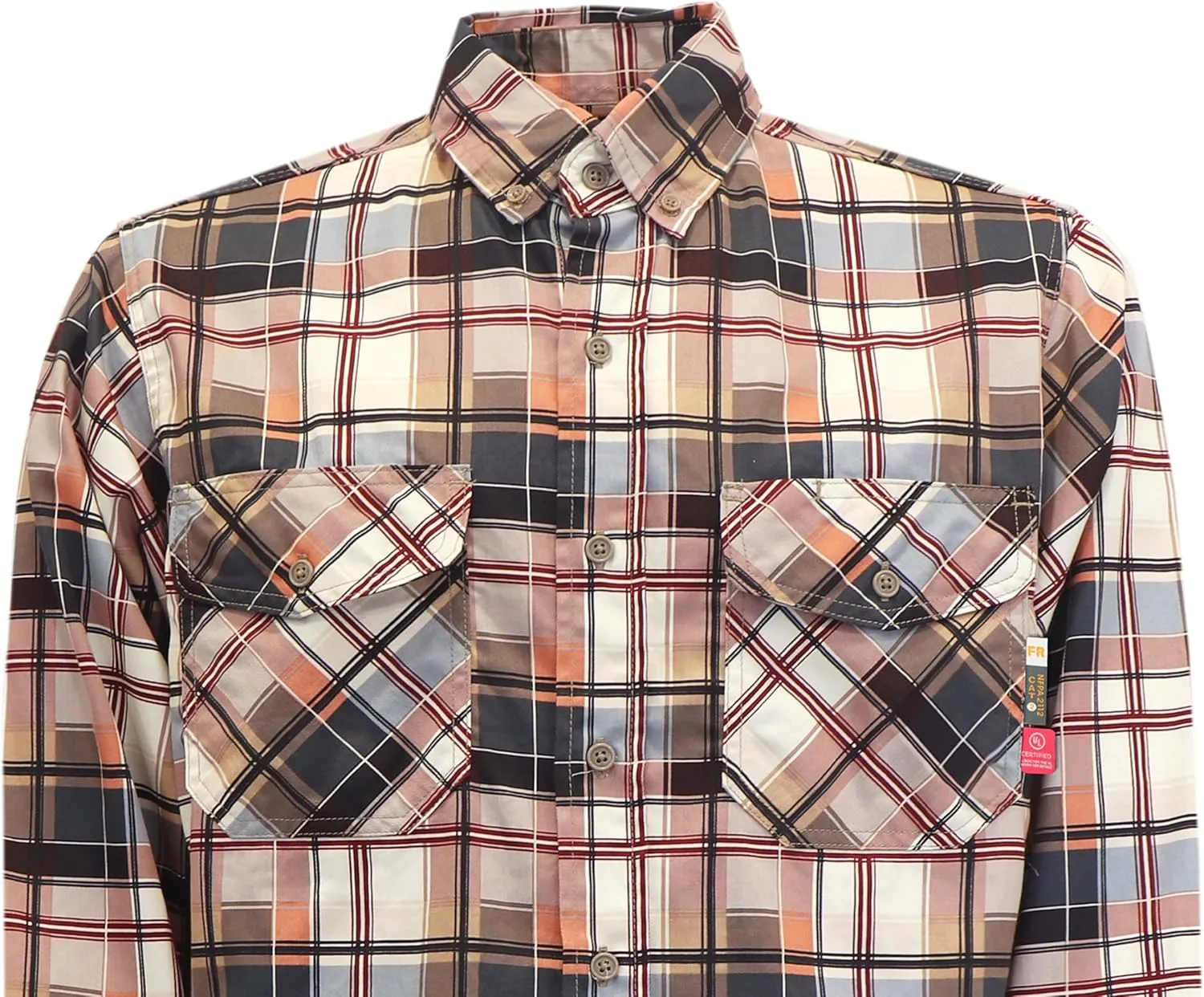 KONRECO FR Shirts for Men 100% Cotton 6.5oz Fire Resistant Lightweight Men's Plaid Work Shirts