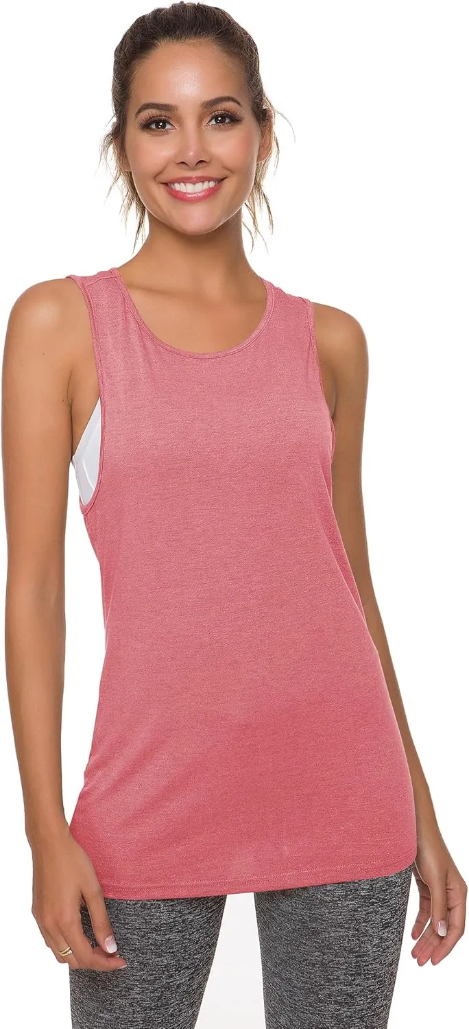 Laughido Womens Open Back Workout Tops Athletic Yoga Vests Backless Sleeveless Tank Tops