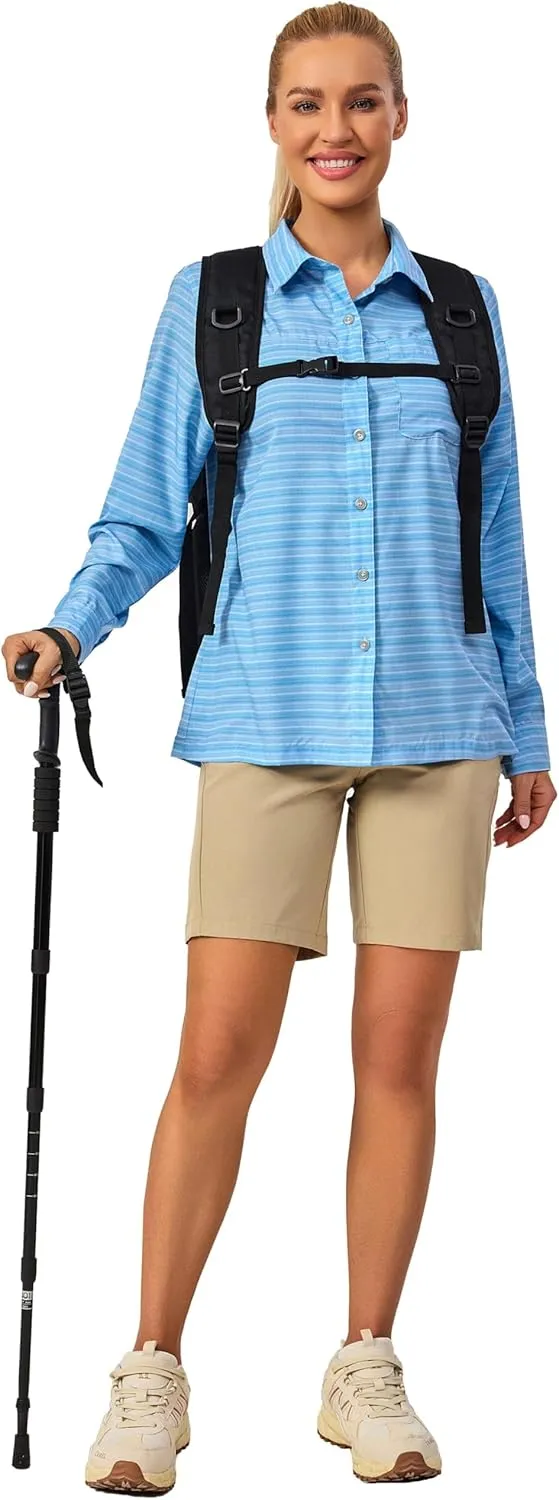 Little Donkey Andy Women's Quick Dry Safari Shirts, Lightweight Long Sleeve Outdoor Shirts for Hiking Fishing