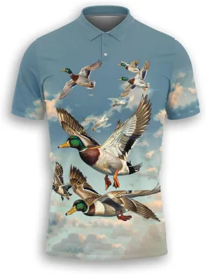 Mallard Duck Polo Shirts for Men- Golf Moisture Wicking Dry Fit Short Sleeve Polo Shirts S20