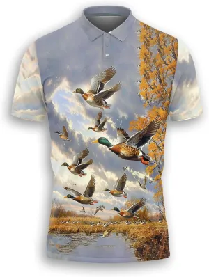 Mallard Duck Polo Shirts for Men- Golf Moisture Wicking Dry Fit Short Sleeve Polo Shirts S20