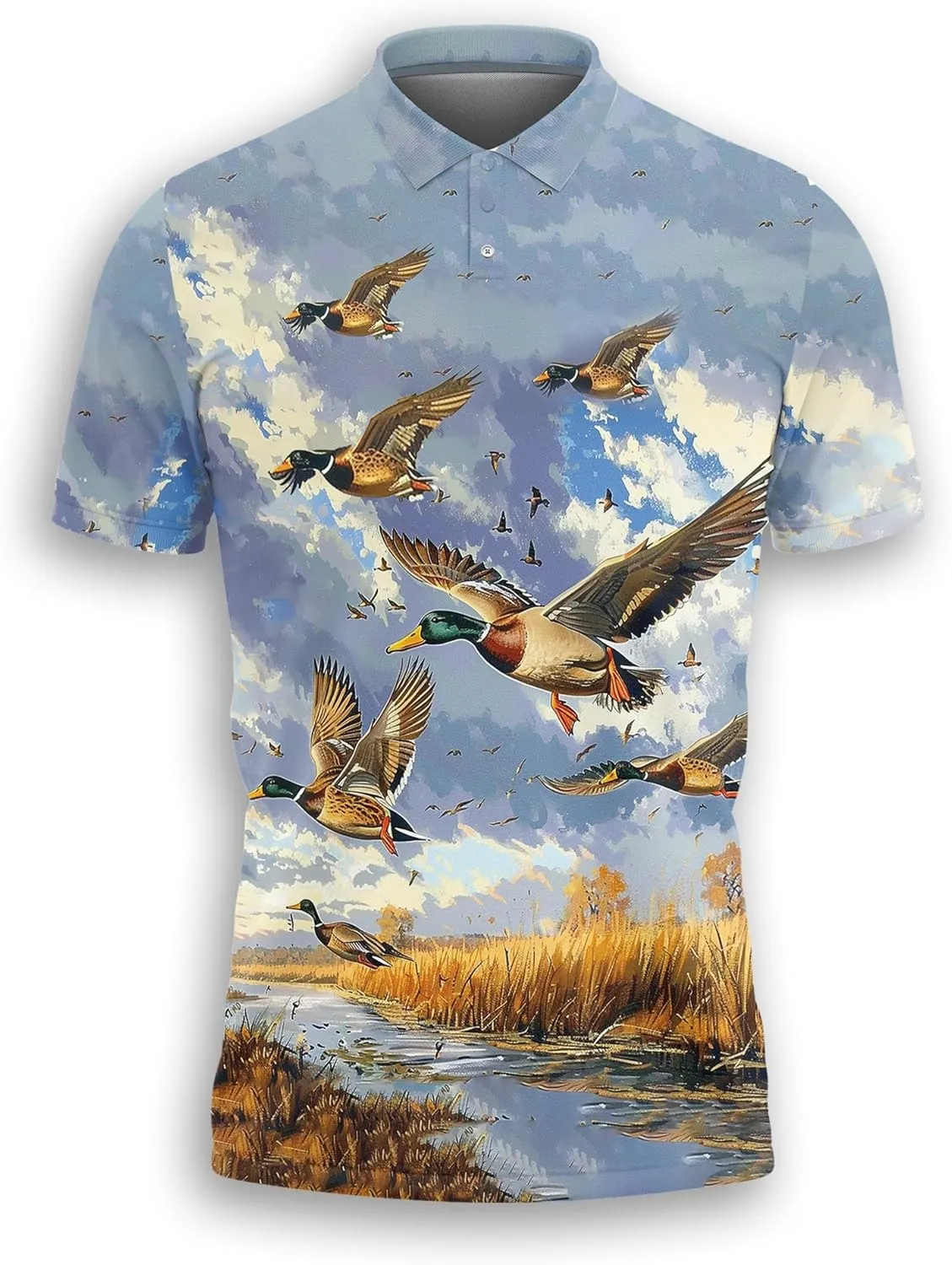 Mallard Duck Polo Shirts for Men- Golf Moisture Wicking Dry Fit Short Sleeve Polo Shirts S20