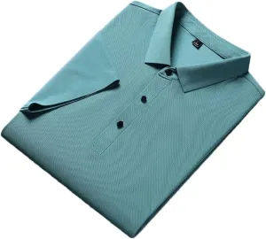 Men 3 Buttons Casual Work T Shirts Quick Dry Short Sleeve Polo Shirt