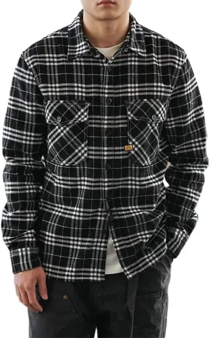 Men' Heavy Cotton Padded Shirt Long Sleeve Plaid Simple Casual Coat American Frock in Autumn