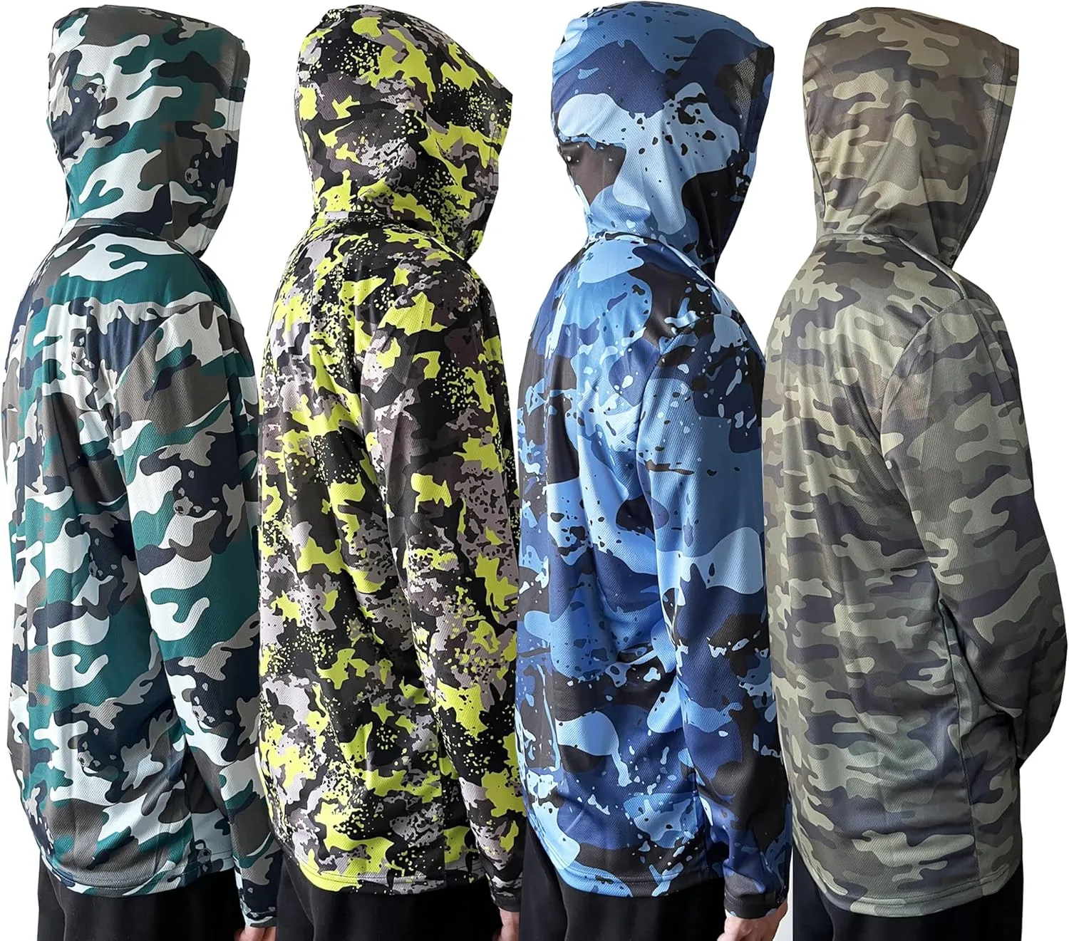 Men UPF 50  Fishing Hiking Workout Active T-Shirts Lightweight Long Sleeve Shirts with Hood