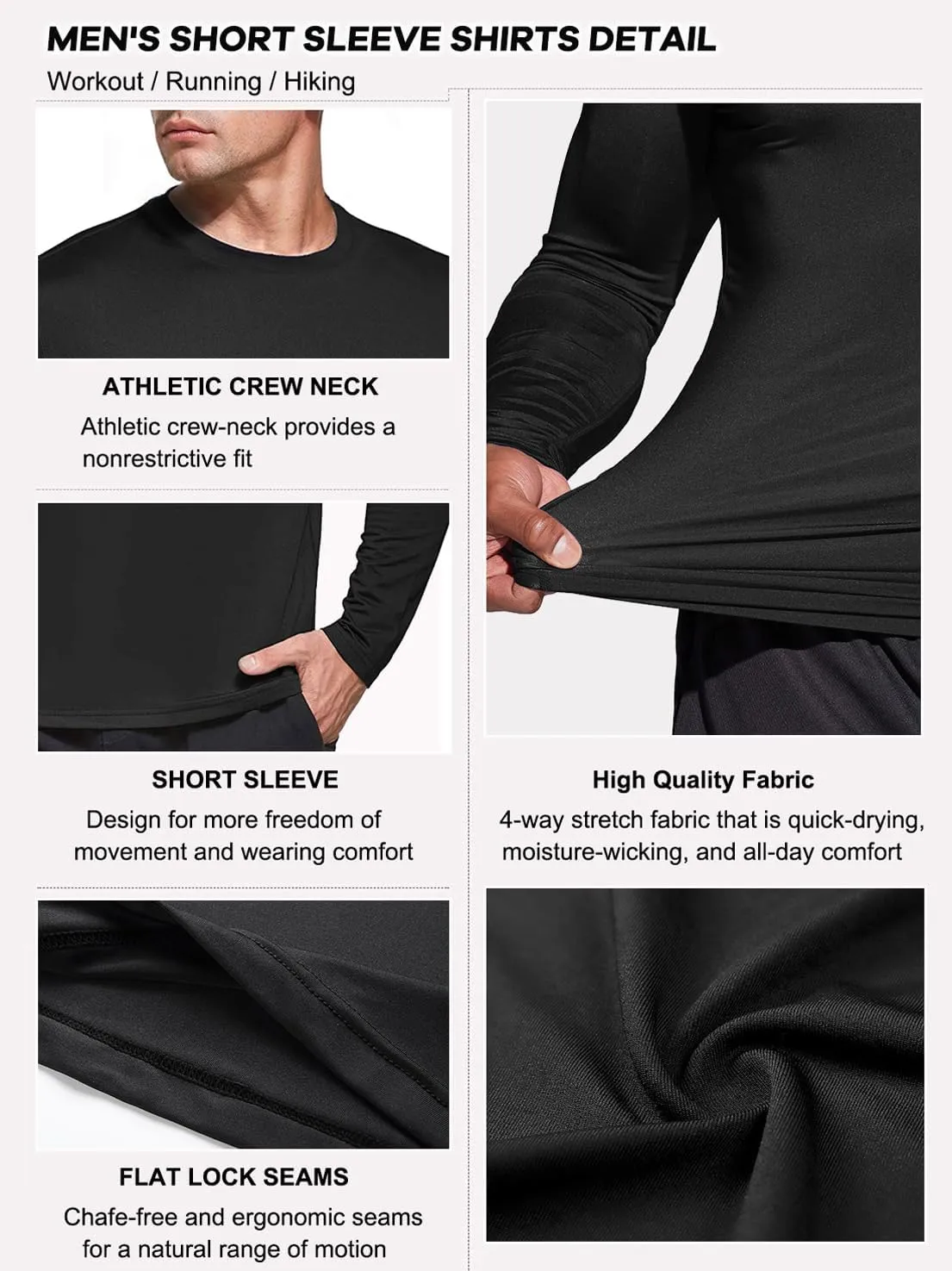 Men's 1, 3 or 5 Pack Performance Long Sleeve T-Shirts, UPF 50  Sun Protection Shirts, Athletic Gym Workout Shirts for Running