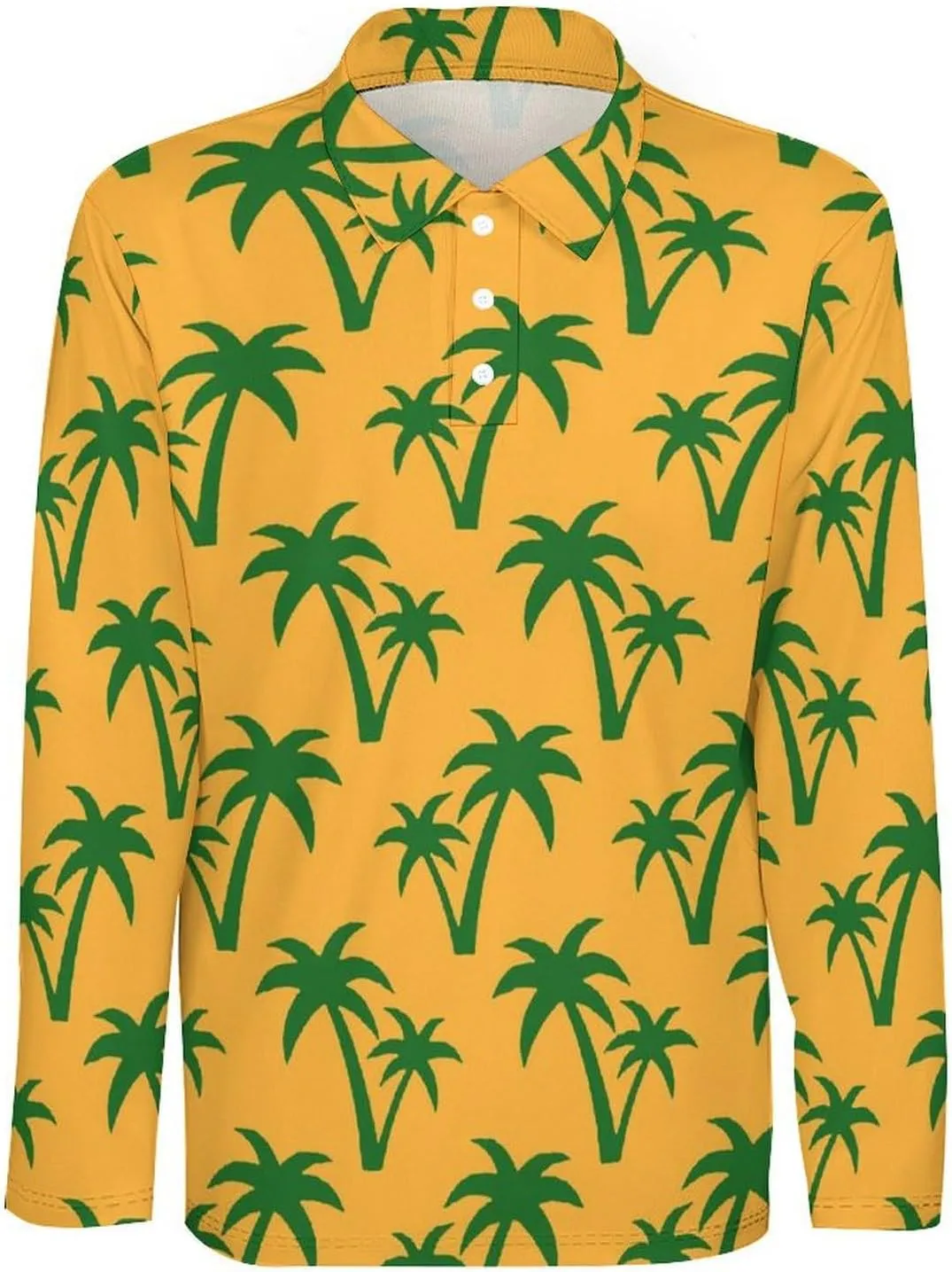 Mens Cactus Polo Shirts Quick-Dry Moisture Wicking 3D Print Long Sleeve Golf Shirts